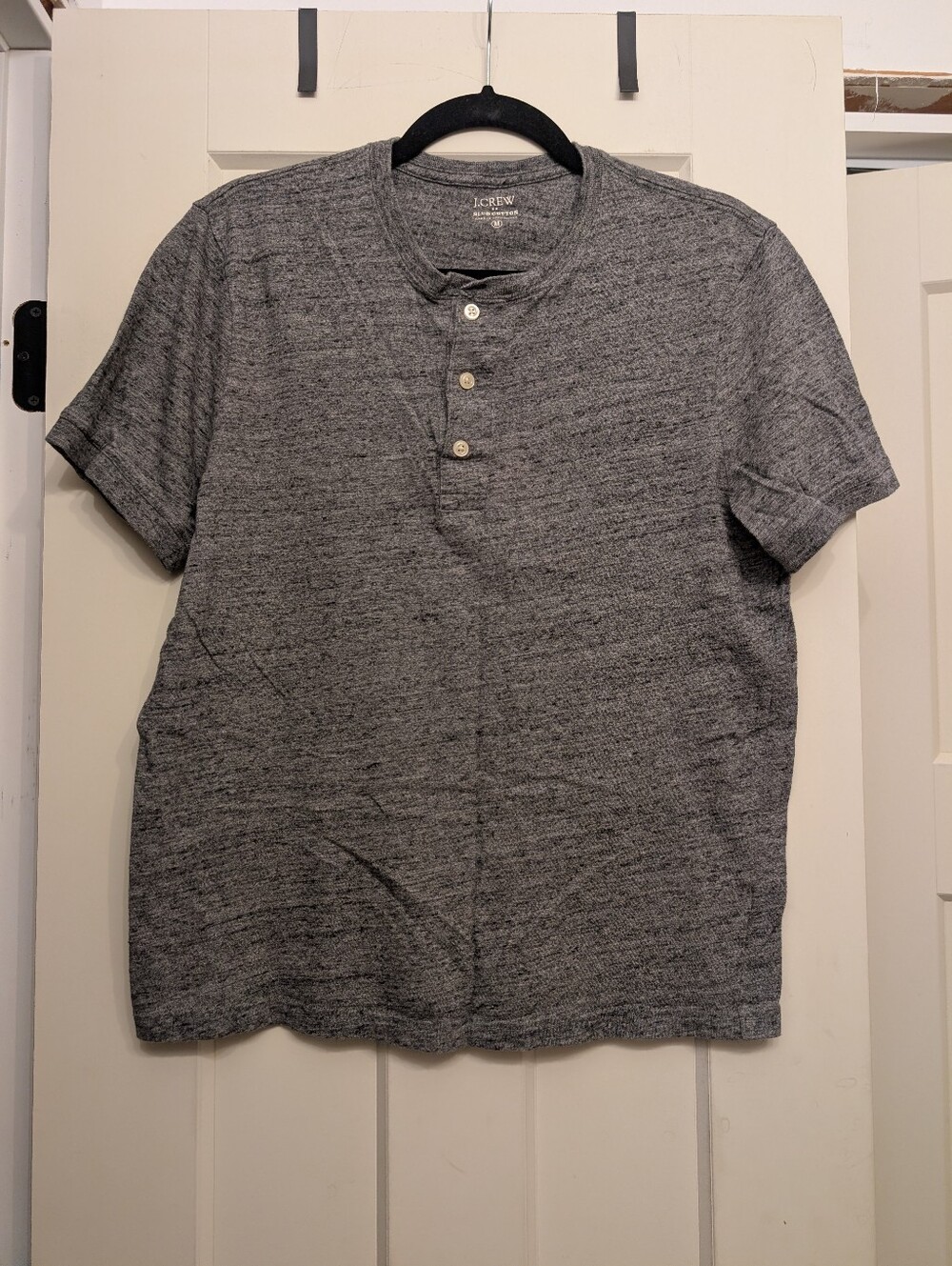 J. Crew Factory Men’s Heather Gray Slub Cotton Short-Sleeve Henley